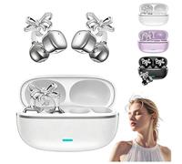 VNDGEOUH 2026 New Clip-On Open-Ear Headphones - Wireless Bluetooth Earbuds, AI Noise Cancelling & Ultra-Clear Call, 144+ Languages, Rhinestone Decor & Water Resistant(Silver,Translation version)