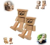 VNDGEOUH Charming Little Wooden Figure That Sways with 12PCS Magnetic Expressions, Handmade Shaking Feet Wooden Doll, Little Nerdy Dolls Gifts for Men Office(C-2pc)