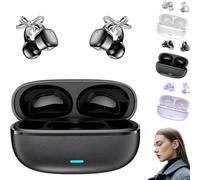 VNDGEOUH Clip-On Open-Ear Headphones - 2026 New Wireless Bluetooth Earbuds with Ai Noise Cancelling, 144+ Languages, Open Ear Design, Rhinestone Decor, for Works & Workouts(Black,Translation version)