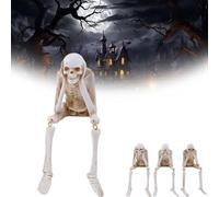 VNDGEOUH Halloween Fireplace Simulation Skull Combination, See/Speak/Hear No Evil Skeleton Statues, Creative Courtyard Atmosphere Decorative Or Home Table Party(Do Not Listen)