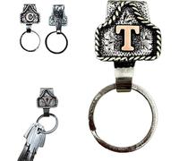 VNDGEOUH Vintage Letter Keychain, Personality Metal Key Chain for Belt Metal A-Z Initial Legend Key Ring for Pocket or Belt Handmade Cow Tag Belt Key(#T)