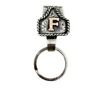 VNDGEOUH Western Cowboy Letter Keychain, Handmade Cow Tag Belt Key Holder Metal A-Z Initial Western Cowboy Keychain A-Z Initial Keychains for Pants Pocket or Belt(F)