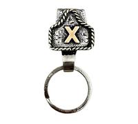 VNDGEOUH Western Cowboy Letter Keychain, Handmade Cow Tag Belt Key Holder Metal A-Z Initial Western Cowboy Keychain A-Z Initial Keychains for Pants Pocket or Belt(X)