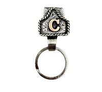 VNDGEOUH Western Cowboy Letter Keychain, Handmade Cow Tag Belt Key Holder Metal A-Z Initial Western Cowboy Keychain A-Z Initial Keychains for Pants Pocket or Belt(C)