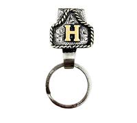 VNDGEOUH Western Cowboy Letter Keychain, Handmade Cow Tag Belt Key Holder Metal A-Z Initial Western Cowboy Keychain A-Z Initial Keychains for Pants Pocket or Belt(H)