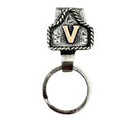 VNDGEOUH Western Cowboy Letter Keychain, Handmade Cow Tag Belt Key Holder Metal A-Z Initial Western Cowboy Keychain A-Z Initial Keychains for Pants Pocket or Belt(V)