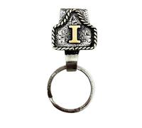 VNDGEOUH Western Cowboy Letter Keychain, Handmade Cow Tag Belt Key Holder Metal A-Z Initial Western Cowboy Keychain A-Z Initial Keychains for Pants Pocket or Belt(I)