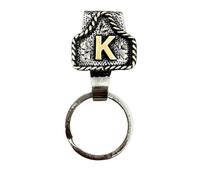 VNDGEOUH Western Cowboy Letter Keychain, Handmade Cow Tag Belt Key Holder Metal A-Z Initial Western Cowboy Keychain A-Z Initial Keychains for Pants Pocket or Belt(K)