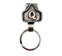 VNDGEOUH Western Cowboy Letter Keychain, Handmade Cow Tag Belt Key Holder Metal A-Z Initial Western Cowboy Keychain A-Z Initial Keychains for Pants Pocket or Belt(Q)