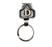VNDGEOUH Western Cowboy Letter Keychain, Handmade Cow Tag Belt Key Holder Metal A-Z Initial Western Cowboy Keychain A-Z Initial Keychains for Pants Pocket or Belt(D)