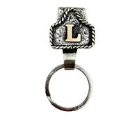 VNDGEOUH Western Cowboy Letter Keychain, Handmade Cow Tag Belt Key Holder Metal A-Z Initial Western Cowboy Keychain A-Z Initial Keychains for Pants Pocket or Belt(L)