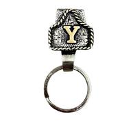 VNDGEOUH Western Cowboy Letter Keychain, Handmade Cow Tag Belt Key Holder Metal A-Z Initial Western Cowboy Keychain A-Z Initial Keychains for Pants Pocket or Belt(Y)