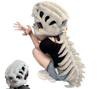 VNDGEOUH Zapnest Bonezilla, Realistic Dinosaur Skeleton Costume Set, Plush Dino Fossil Jumpsuit with 3D Skull Mask,Halloween Cosplay Outfit for Parties, Events, Photoshoots(Adult Set)