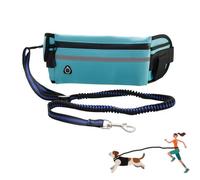 Vndnsy Hands Free Dog Lead 110-163 cm, Storage Dog Waist Leash for Running, with Reflective Stitching for walking or running with medium and large dogs (Sky Blue)