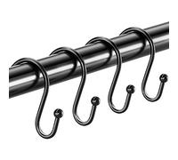 VNDUEEY 15 PCS Black Shower Curtain Hooks: Heavy Duty, Rust Proof, Chrome-plated Metal, S Hooks for Shower Curtain, Towels, Bath Ball, Kitchen Use