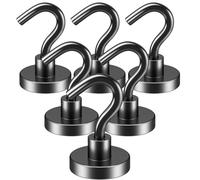 VNDUEEY 4 Pack 110 lbs Magnetic Hooks Heavy Duty Neodymium Magnet Hook, Strong Magnetic Hooks for Hanging, Rust Proof Magnets with Hooks Magnetic Hanger for Cruise, Office, Classroom (Black, 16 mm)