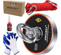 VNDUEEY Magnet Fishing Kit, 318KG - Ø75mm - Super Strong Fishing Magnets Heavy Duty, Neodymium Magnet with Rope (20M), Carabiner, Gloves, Threadlocker for Underwater Salvage, Recovery, Retrieval
