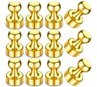 VNDUEEY Neodymium Magnets, Strong Magnets, Magnet for Magnetic Board, Fridge, Magnetic Board, Whiteboard, Bulletin Board, Office, Classroom, Kitchen, Holding Notes, Holding Photos, Gold, Pack of 12