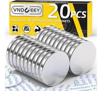 VNDUEEY Strong Magnet, Silver Neodymium Disc Magnets, Powerful Disc Magnet with Double-Sided Adhesive for Classroom, Office, Fridge, DIY, Whiteboard, Fridge, Kitchen, Workshop, Pack of 20, 30x3mm