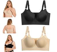VNDUIFH 2pcs Comfortable Back Smoothing Bra,Women Deep Cup Bra Full Back，Plus Size Women's Push Up Bra,Plus Size Uplift Bra (1,46/105D)