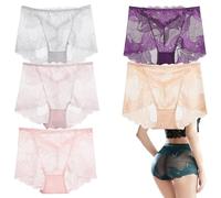 VNDUIFH 5pcs Women's Flower Pattern Satin Briefs,Plus size mid-rise seamless sexy lace panties,Sexy Underwear for Women (5,XL)