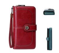 VNDUIFH Beyonddraw Women's Fashion Zipper Wallet, Large Capacity Long Purse, Tri-fold RFID Anti-Theft Wallet, Multiple Card Slots (C)