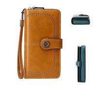 VNDUIFH Beyonddraw Women's Fashion Zipper Wallet, Large Capacity Long Purse, Tri-fold RFID Anti-Theft Wallet, Multiple Card Slots (D)