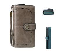 VNDUIFH Beyonddraw Women's Fashion Zipper Wallet, Large Capacity Long Purse, Tri-fold RFID Anti-Theft Wallet, Multiple Card Slots (E)