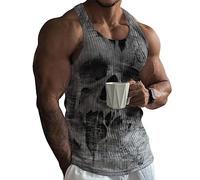 VNDUIFH Men's training regattas, Dry Fit respiratory muscular training regatta, Y-neck for muscular fitness without sleeves (5,L)