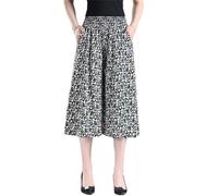 VNDUIFH Rsvelte Skirt Pants,Women's High Elastic Waist Pleated Chiffon Wide Leg Culottes,High Waist Culottes Knee Length (C,one size)