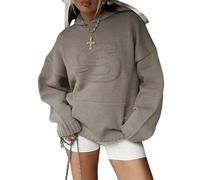 VNDUIFH S Embossing Knitting Hoodies,Loose pullover knitted hoodie，Casual lettered hooded sweatshirt with pockets (A,M)