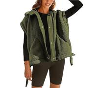 Slouchy Fleece Vest,Women's Oversized Fleece Vest,Warm Button Down Gilet Outerwear with Pockets，Sleeveless Sherpa Vest (1,XL)