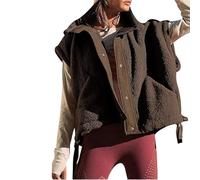 VNDUIFH Slouchy Fleece Vest,Women's Oversized Fleece Vest,Warm Button Down Gilet Outerwear with Pockets,Sleeveless Sherpa Vest (4,L)