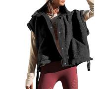 VNDUIFH Slouchy Fleece Vest,Women's Oversized Fleece Vest,Warm Button Down Gilet Outerwear with Pockets，Sleeveless Sherpa Vest (2,L)