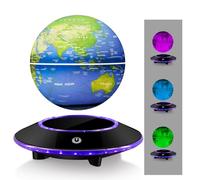 Vnemofey Levitating Globe Lamp with Colorful LED Light, 6 inch Magnetic Levitation Floating Globe Ball World Map ，Home Room Decor, Cool Display Stand，Cool Gadget and Unique Gift