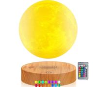 Vnemofey Levitating Moon Lamp, Floating Moon Has 16 Colors Night Light ,Realistic Moon Display, Magnetic Levitation Spinning & Floating, Creative Home Office Decor, Cool Gadgets Gifts