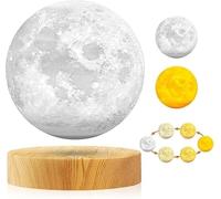 Vnemofey Levitating Moon Lamp, Floating Moon Light,3 Colors Magnetic Levitation Moon,Rotating Moon Display Mode, Touch Table Lamp, Levitate & Rotate in Air, Cool Mood Light, Decor Gadget Gift