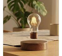 Vnemofey Magnetic Levitating Light Bulb with Vintage Threaded Design, Anti-Gravity Floating LED Lamp, 360 Degree Rotating, Touch Control, Industrial Style Desk Decor for Home Bedroom and Office