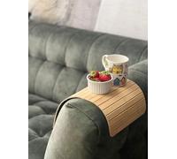 VNEST Wooden Sofa Armrest Tray, Flexible Couch Cup Holder, Natural Wood Finish (Light Bamboo)