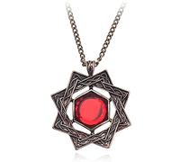 VNEWSCHI Game Necklaces Amulet of Mara Arkay Morrowind Long Necklace Dark Brotherhood Sun Knight Red Crystal PendantMetal Necklace Cosplay Jewelry Gift