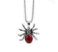 VNEWSCHI Red Spider Pendant Necklaces Gothic Red Crystal Cute Spider Pendant Necklaces Punk Rock Retro Insect Animal Choker for Men Boyfriend Gift Party Club Jewelry