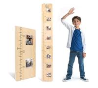 VNFSMY Solid Wood, Height Chart for Children's Room, Customised, 70-190 cm, Wooden Height Chart for Children, Made of Wood with Photo Frame, Individual Gift for Children and Babies