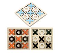 VNHATY 3 Piece Wooden Board Game Adult Board Tic Tac Toe Snakes and Ladders XO Chess Classic Board Games Kids Wooden Family Board Game Set