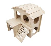 VNHATY Hamster Hide hamster house for Small Animals Gerbil Guinea Pig Syrian Dwarf Hamsters,Hamster toy inner and outer double stairs the picture comes with an assembly diagram