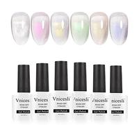 Vnicesli UV Nail Polish Gel Polish Pack of 6 Translucent Gel Nail Polish Set Shimmer Milky White Pink Purple Yellow Blue Glitter UV Lacquer Classic Pastel Colours