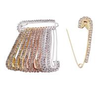 VNIDJGB 12 Pcs Rhinestone Fancy Safety Pins,2 Styles Gold and Sliver Rhinestone Pins,Colorful Large Safety Pin,Fashion Brooch Decorative,for Clothes Hats,Sweaters,Scarves Accessories