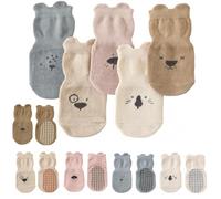 VNIDJGB 5 Pairs Grippy Socks Baby, Cozy Soft Non-Slip Sock Ons 1-3 Years, Cartoon Comfortable Cotton Grip Socks Kids, Animals Warm Anti-Slip Sock for Walk, Toddler, Kids, Boys, Girls