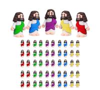 VNIDJGB 50 Pcs Mini Jesus Figures Loves You Religious,Tiny Cute Doll Jesus to Hide and Seek Church Favors Gifts,Figurine Rubber Church Favors Gift for Sunday School Baptism Activities Party Supplies