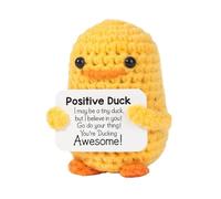 VNIDJGB Emotional Support Gift,Mini Knitted Positive Duck,Positive Cute Plush Duck Gifts with Card,Exam Good Luck Emotional Support Toy for Encouraging Friendship Gifts,Girlfriend,Kids,Adults