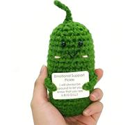 VNIDJGB Emotional Support Pickle,Knitted Soft Plush Weird Cute Positive Pickle,Crochet Encouraging Pocket Hug,Emotional Support Crochet for Her Him,Encouraging Gifts,Friendly Gift,Silly Worry Doll
